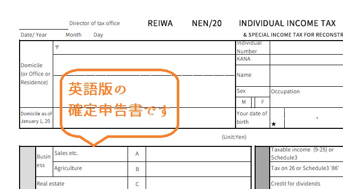 英語 所得税の確定申告書ｂ 翻訳テンプレート Individual Income Tax Return お金も心も満タンに ブログpart2